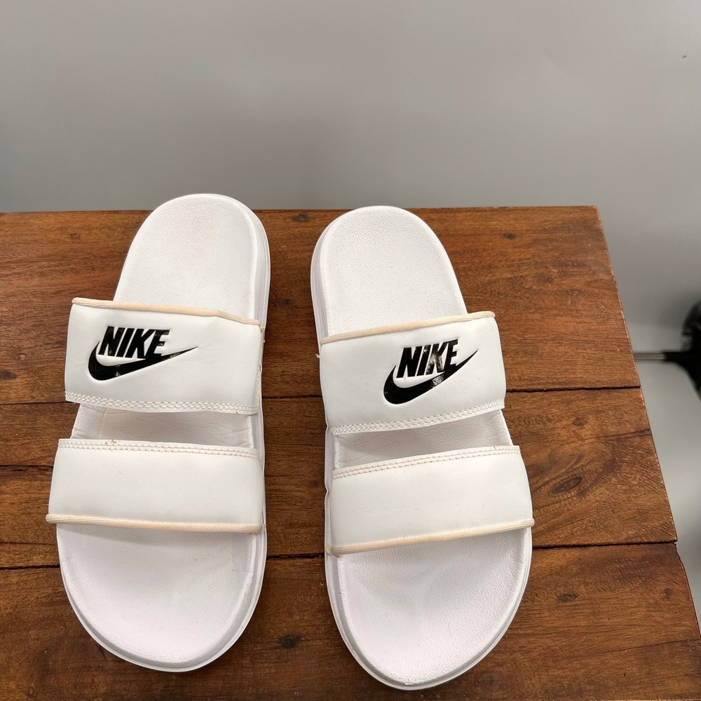 Nike Victori One Sport Slides White Black DC0496-100 Womens 8 Mens 6.5